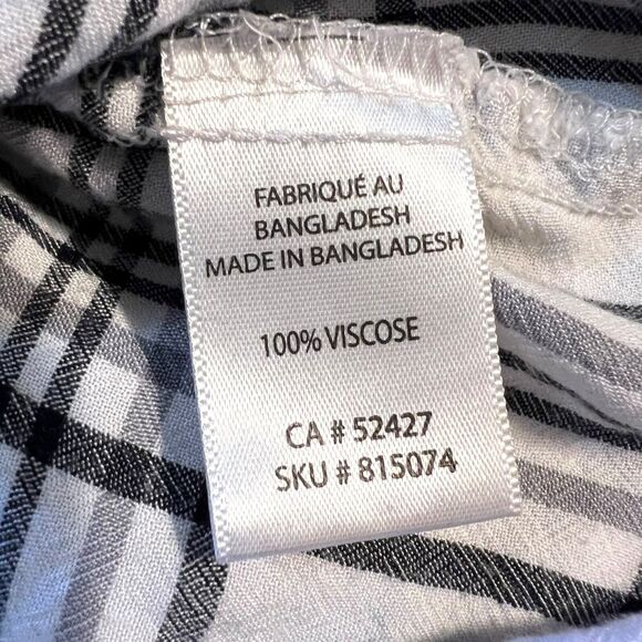 mySTYL Womens Shirt Top Plaid Button Up Long Sleeve Black White Pullover Large - Picture 8 of 9